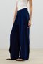 Navy Blue Double Pleated Side Zipper Women's Trousers - 4
