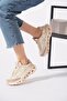 Lofertem floral embroidered women's sneakers - beige leather - 3