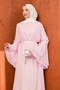Pink Spanish Sleeve Waist Tie Tulle Dress - 2