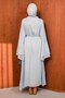 Baby Blue Spanish Sleeve Tulle Dress with Waist Tie - 6