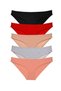 Glb-Stl41414 5 Pieces Super Eco Set Lycra Women's Slip Panties Black Red Skin Gray Powder