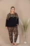 Patterned Long Sleeve Plus Size Pajama Set