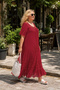 - Bohemian Lace Detailed Flounced Viscose Maxi Dress O1703-Red - 7