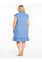 Women's Blue Plus Size Skirt Hem Ruffle Tencel Fabric Buttoned Dress Hzl26S-Vl14431 - 4
