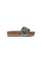 Ethnic Patterned Silver Crystal Stone and Straw Detailed Women's Slippers - 2
