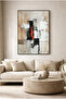 Modern Beige Glass Table with Orange and Black Dynamic Accents - Home, Business, and School Table with Black Metal Frame - 2