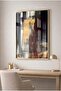 Modern Abstract Anthracite and Gold Themed Glass Table - Gold Metal Framed Table for Home, Business, and School