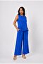 Women's Cobalt Blue Linen Textured Comfortable Cut Top and Bottom Set Hzl26S-Vl15141 - 3