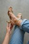 Yona Gold Ribbed Ankle Wrap (8 cm Heel) Daily Use Shoes - 3