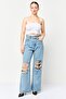 Women Regular Fit Wide Leg Distressed Non-Stretchable Jeans, Blue - 3