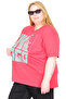 Mode XL Real Big Size Women's T-Shirt Bis Collar Chicago U26116 Red - 3