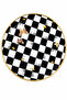 Real Gold Gilded Glass Cake Plate 21 cm Black and White Checkered Pattern Set for 1 Person