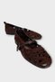Floral Embroidery Patterned Strappy Belted Lightweight Comfortable Stylish Daily Women's Ballerinas Brown - 2