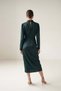 Emerald satin midi dress with neck and waist detail - 4