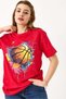 Women's basketball graphic printed casual t-shirt red - 2