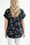Collar Detailed Metallic Printed T-Shirt - 6