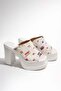 Women's Marci White Denim Wide Band (12 cm) Platform Heeled Slippers 1001 - 5