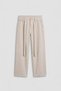 Men's Baggy Fit High Waist Belted Gabardine Trousers Stone Color