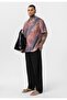 Patterned Ribbed Oversize Shirt - 3