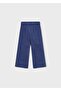 Girl's Embroidered Cuffed Trousers Navy Blue - 2