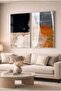 Black and Tile Textured Modern 2-Piece Glass Painting Set - Silver Metal Framed Home and Office Painting