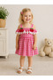 Cherry Detailed Gingham Girls' Dress – Strappy Ruffled Summer Baby Dress