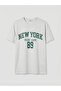 Gray New York Printed Women's Ribbed T-Shirt - 5