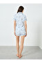 Blue Striped Bow Print Shirt and Shorts Set - 4