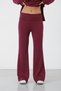 Burgundy Women's Hooded Loose Fit Set Oversized Sweatshirt and Wide Leg Pants - 4