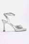 Women's Wide Heel Painted Heeled Sandals Silver Skin - 2