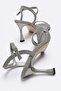 Women's Single Strap Heeled Sandals with Painted Heel; Platinum Glitter - 4