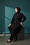 Plus Size Linen Stone Detail Top-Bottom Set - 3