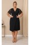 Women's Plus Size Double Breasted Collar Short Sleeve Waist Brooched Skirt Chiffon Pleated Detailed Midi Evening Dress 27001 - 3
