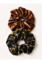 Women's Elastic Set of 2 Colorful Fabric Bagel Scrunchie Clips
