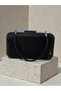Black Mirrored Stone Women's Evening Dress Bag with Black Stone Handle Detail for Wedding Engagement Graduation - 5