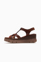 Women's Leather Wedge Heeled Sandals 26Y 26340200Y Tan - 2