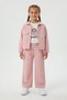 Salmon Flower Embroidered Jacket and Trousers Girls' T-Shirt 3-Piece Set 24122 - 2