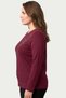 Women's Burgundy Stone Detailed Long Sleeve Combed Cotton Blouse - 2