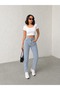 Ice White Front Leg Stone Accented Mom Jeans Denim Pants - 2