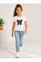 15605-26 Girl's White Lace Bow Detailed Cotton T-Shirt - 2