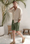 Men's Khaki Regular Fit Comfortable Cut 100% Pure Cotton Lightweight and Anti-Sweat Muslin Shorts - 5