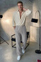 Men's Gray Relaxed Fit Summer 100% Pure Cotton Lightweight and Breathable Muslin Trousers - 6