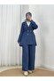 Silk Hidden Pocket Gold Button Jacket and Trousers Set-Gs527 Indigo