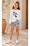 Girl's Denim Patch Embroidered Summer Sweatshirt / Top Wear - 2