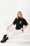 Women's Short Sleeve Summer T-Shirt Crew Neck Printed Oversize T-Shirt - Black - 5