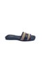 Genuine Leather Straw Jute Detailed Black Flat Heeled Women's Slippers - 5
