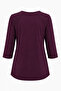Women's Plum Lace Shoulder Detailed 3/4 Sleeve Comfortable Fit Blouse - 8