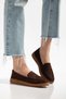 Genuine Leather Nubuck Women's Casual Shoes Brown College Model Honey Sole - 5