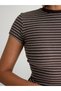 Crep Women's Striped Crew Neck Body-Hugging Crop Tshirt - 7