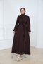 Side Tie Crepe Dress Brown - 2